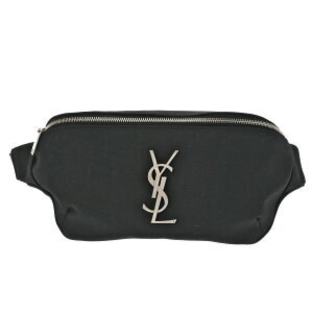 Saint Laurent Monogram Belt Bag Black Canvas Leather Body